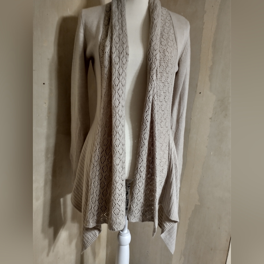 Beige Open-Front Sweater - Picture 12 of 12